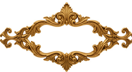 Ornate Gold Frame with Scrolls and Leaves Elegant Decoration Element