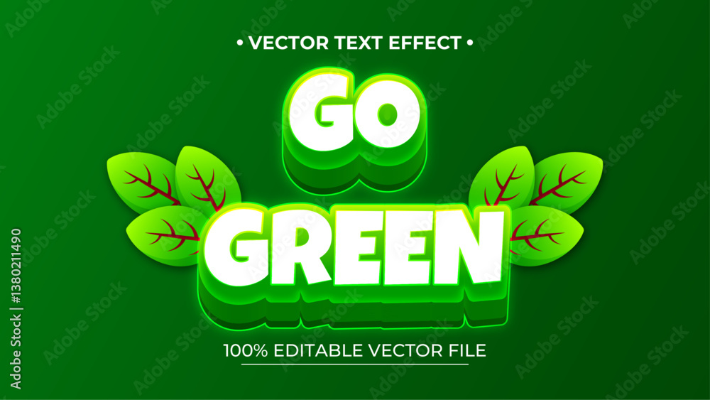 Poster go green theme text style vector editable text style effect
