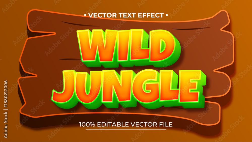 Poster 3d wild jungle text effect editable text effect style
