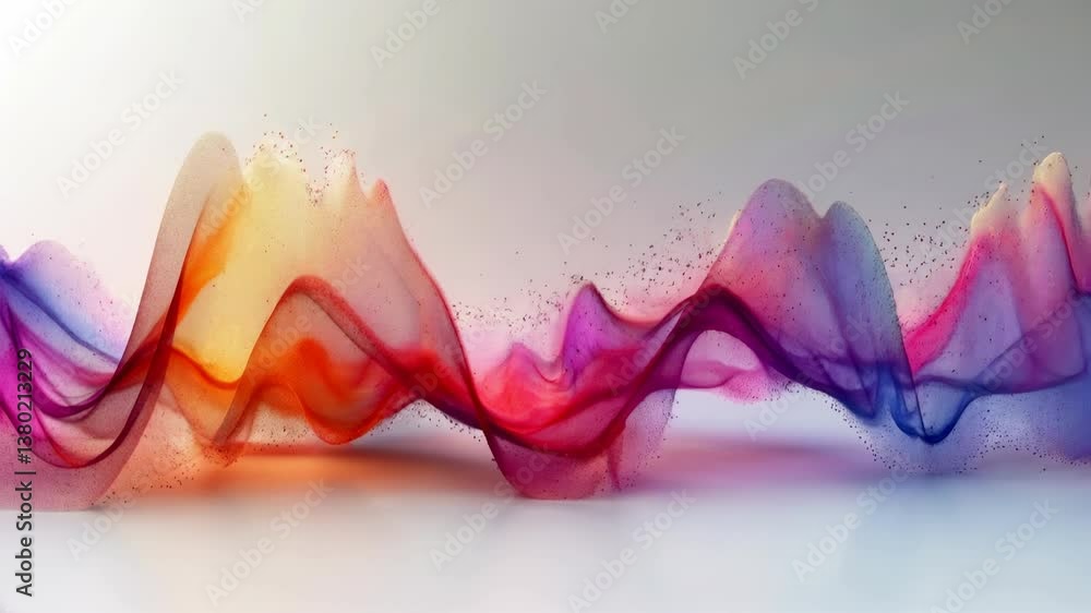 Poster colorful abstract waveforms flowing through dynamic fluid motion art