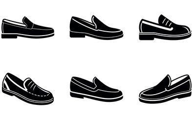 Stylish Classic Loafer Shoes: A Set of Silhouette Icons