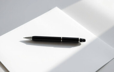Fototapeta premium Single Black Pen on White Paper
