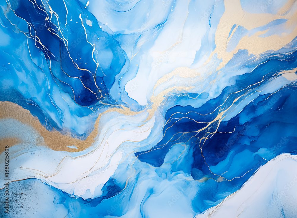 Aufkleber this image showcases an abstract artwork. it features dynamic swirls of blue hues, accented by flowi