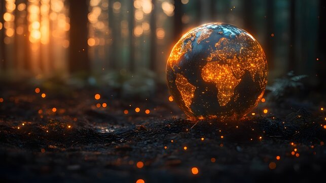 Holographic globe displaying dynamic environmental data