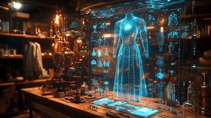 Holographic fashion design tool with 3D clothing previews