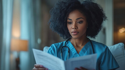 a disability nurse organizing medical records for a disabled patient in a hospital