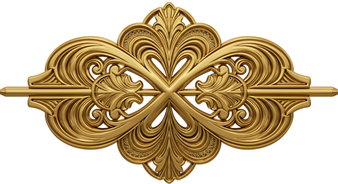 Ornate Golden Decoration with Floral Elements for Design Projects