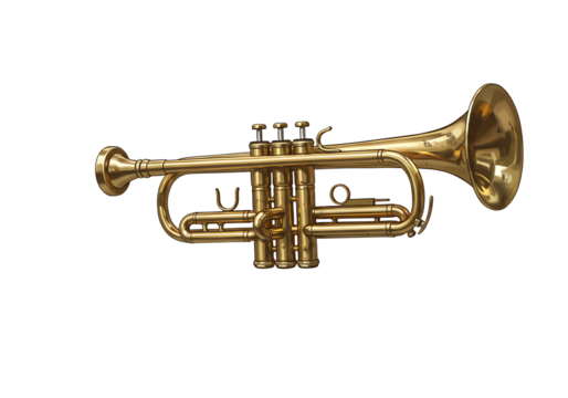 Isolated Golden Trumpet Illustration on White Background for Musical Themes