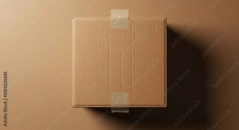 Poster empty cardboard box with tape.