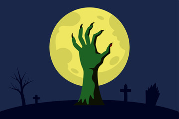 halloween night landscape with moon