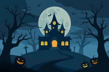 halloween background with haunted house