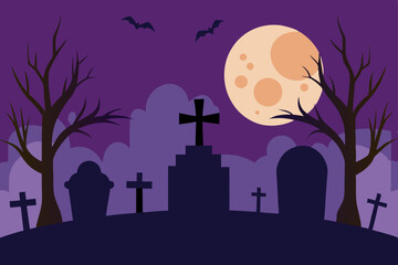 halloween background with cemetery