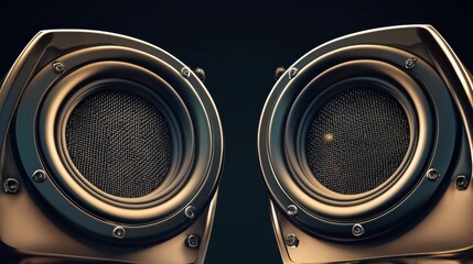 Close-up of high-quality audio speakers with a sleek metallic design