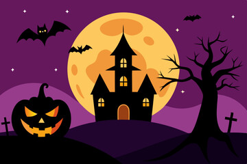 halloween background with haunted house