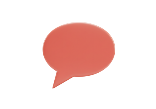 Red Speech Bubble on White Background for Communication and Messaging