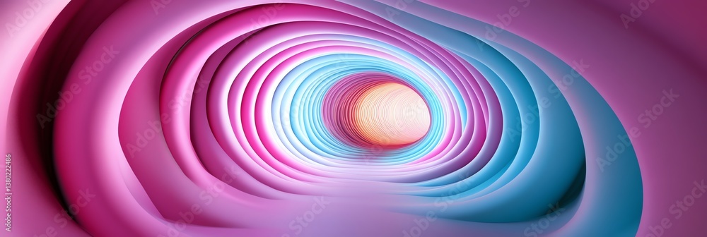 Poster abstract tunnel with vibrant pink and blue layers creating depth