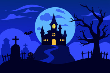 halloween background with haunted house