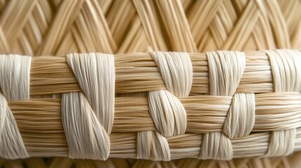 This close-up captures the intricate weave of a natural basket, highlighting craftsmanship and the timeless beauty of handmade items with a focus on texture and detail.