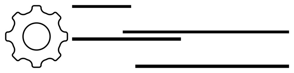 Obraz premium Gear element with horizontal lines depicting process, system, or configuration flow. Ideal for optimization, process improvement, workflow, system settings, customization, efficiency development