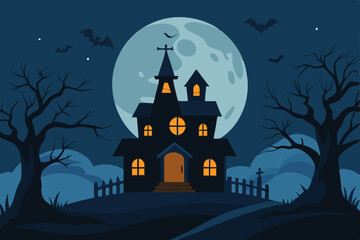 halloween background with haunted house