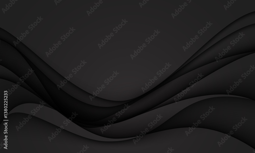 Poster abstract black curve wave paper cut style background vector