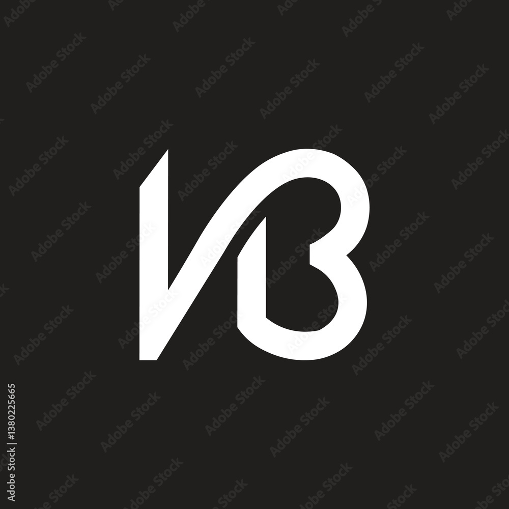 Poster minimal letter logo nb initial design vector template.