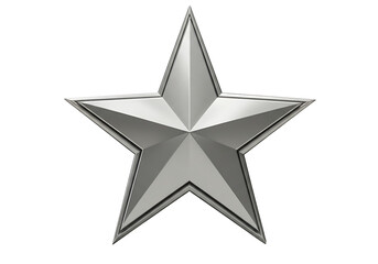 Obraz premium Metallic Star Shining Object on White Background Award and Achievement Concept