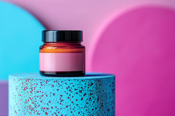 Cosmetic Jar on Vibrant Background with Modern Aesthetic