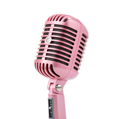 Fototapeta premium Vintage microphone pink color retro design studio equipment music accessory audio recording