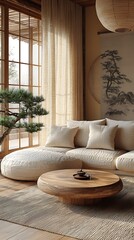 Peaceful sanctuary with warm window lighting high resolution picture