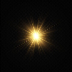 Fototapeta premium Rays of sun. A glare of light.bright flash, yellow light explosion 