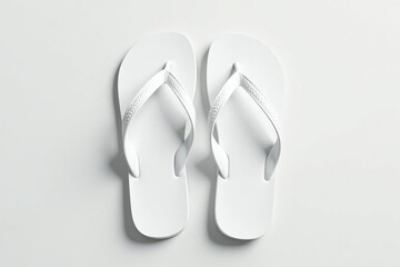 Pair of white flip-flops, isolated, studio shot, beach, apparel, clean