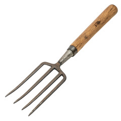 Fototapeta premium Garden fork tool with wooden handle, ideal for digging and aerating soil in gardens