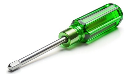 Green Screwdriver Isolated on White Background - Professional Stock Photo