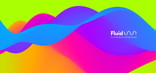 3D abstract wavy background with beautiful gradient colour transition. Dynamic wave. Vector illustration for banner, flyer, brochure, booklet, presentation or website design.