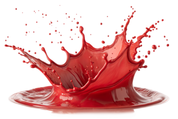 splash red paint isolated on transparent background