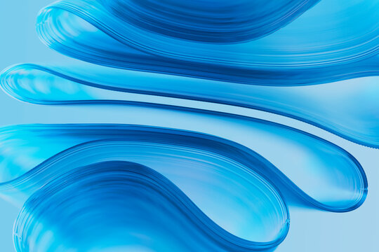 Abstract design of blue glass textured waves with a fluid and modern appearance