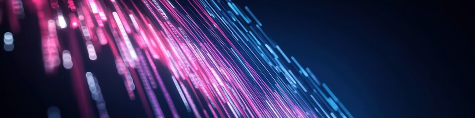 A dark blue background with bright pink and white vertical data lines, glitching and flickering in a random pattern