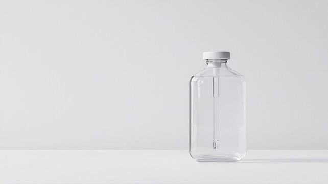 Minimalist clear glass bottle with silver cap on white background, sleek design for product branding and advertisement. - Powered by Adobe