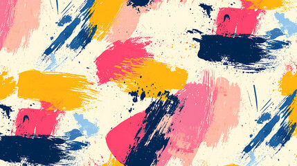 A colorful painting with splatters of paint and brush strokes