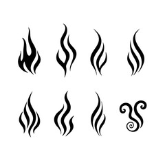 Aromas vaporize icons. Smells vector line icon set, hot aroma, stink or cooking steam symbols, smelling or vapor, smoking or odors signs isolated on white background 