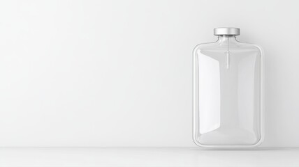 Minimalist glass bottle on a plain white background, showcasing simplicity and modern design.