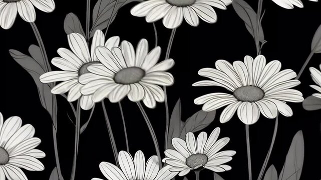
Modern daisies with geometric petal shapes, minimalistic sharp outlines.
