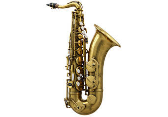 Naklejka premium Isolated Brass Saxophone Detailed Instrument with Keys Music and Jazz