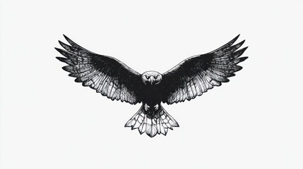 Obraz premium Majestic eagle in flight, sketched, white background