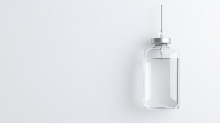 Minimalist image of a medical syringe and vial, symbolizing healthcare and vaccination on a white background.