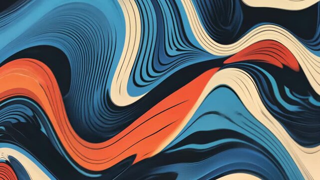 A dynamic vector pattern of bold, wavy contour lines creating optical illusions.