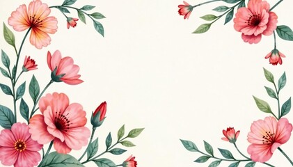 Delicate watercolor floral pattern on light background, background, floral pattern