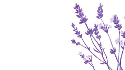 Obraz premium Purple lavender sprigs on white background