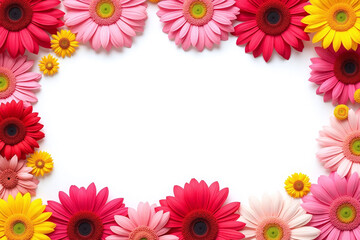 Obraz premium bunch of colorful gerbera daisies on a white wooden surface